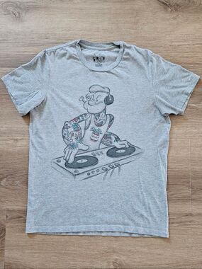Popeye Heather Gray Graphic DJ Tee Size S